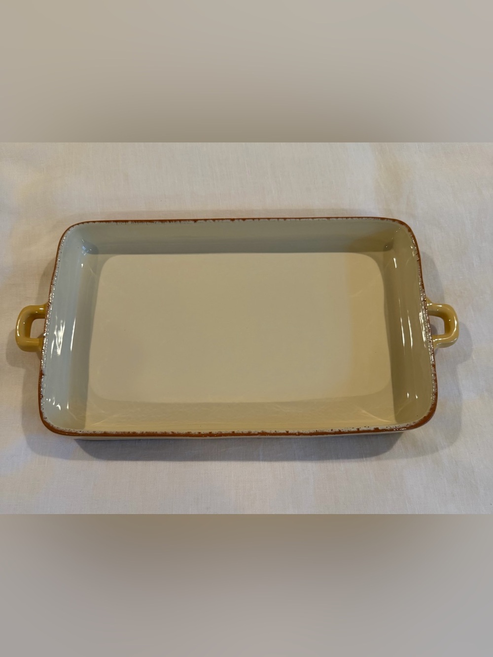 Vietri Ceramic Tray in Warm Tan and Cream